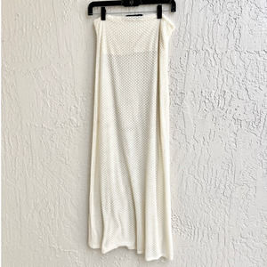 Lioness Lace Strapless Coverup Midi Dress Side Slit Sheer Cream Women's Size XS
